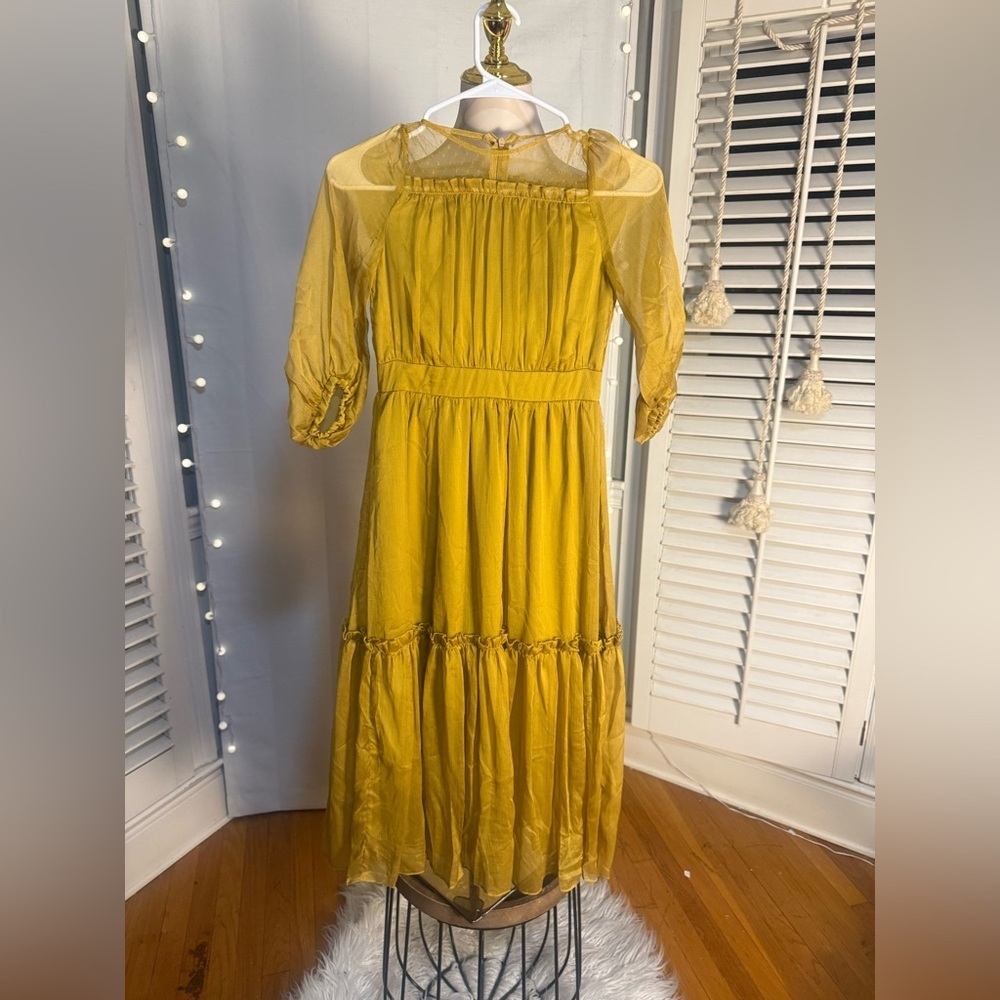 Joyfolie Mia Joy Daphne Dress Mustard Size 7 Boho Cottagecore NWT